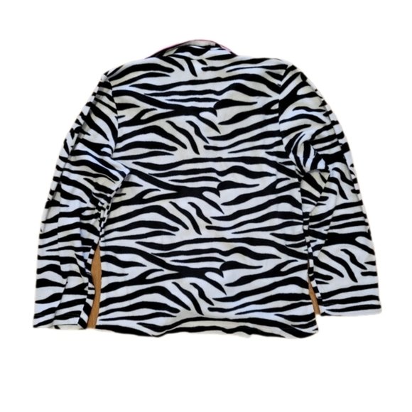 Coastal Club Fleece Zebra Pring Pajama Button Up Top Size Medium - Picture 2 of 6